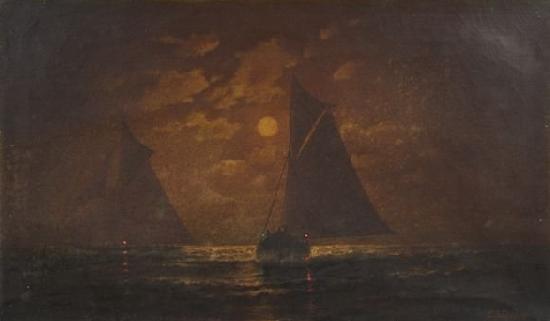 Charles S. Dorion moonlit seascape Germany oil painting art